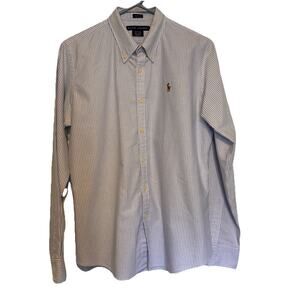 Ralph Lauren Black Label Stripped Long Sleeve 12 blue White Preppy Prep Career
